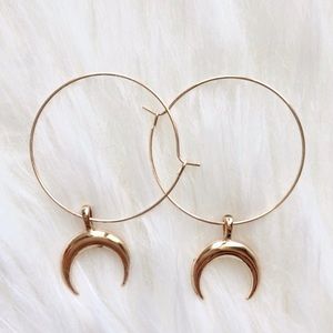Crescent Moon Dangle Hoop Earring